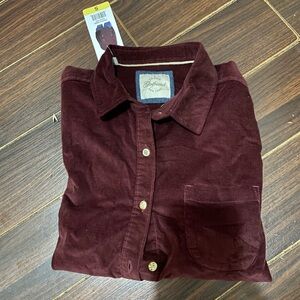Jachs Girlfriend Corduroy Button Up Shirt  Womens Size S Burgundy Long Sleeve